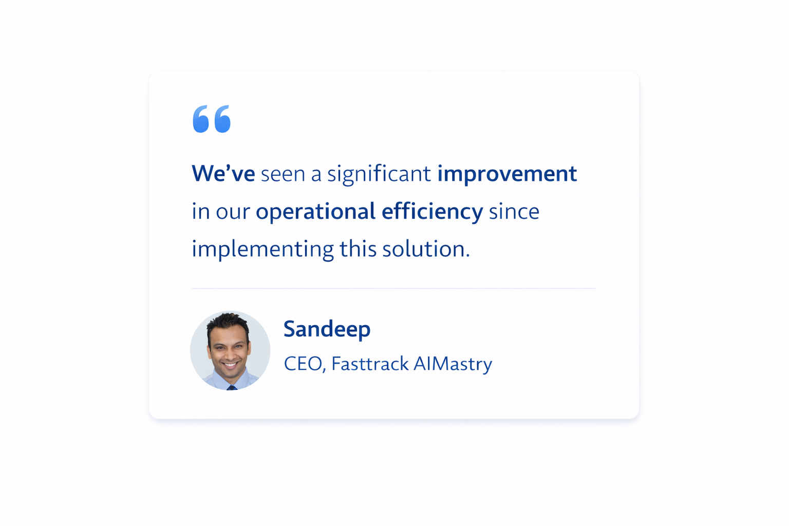 Testimonial from FastTrack AI Mastery on improved efficiency using KloudBean