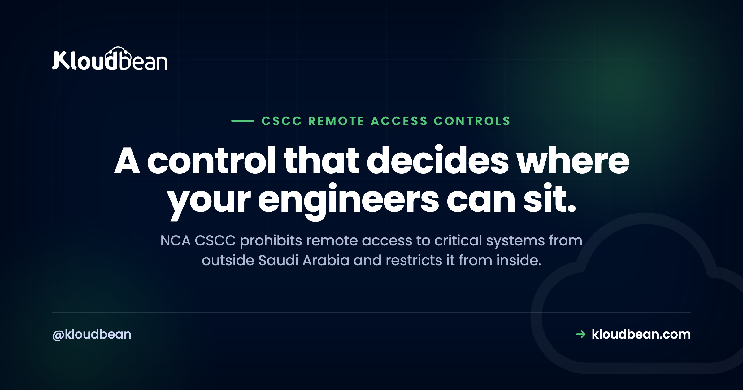 Remote access to a critical system routed through VPN and a bastion host, with access from outside the Kingdom blocked